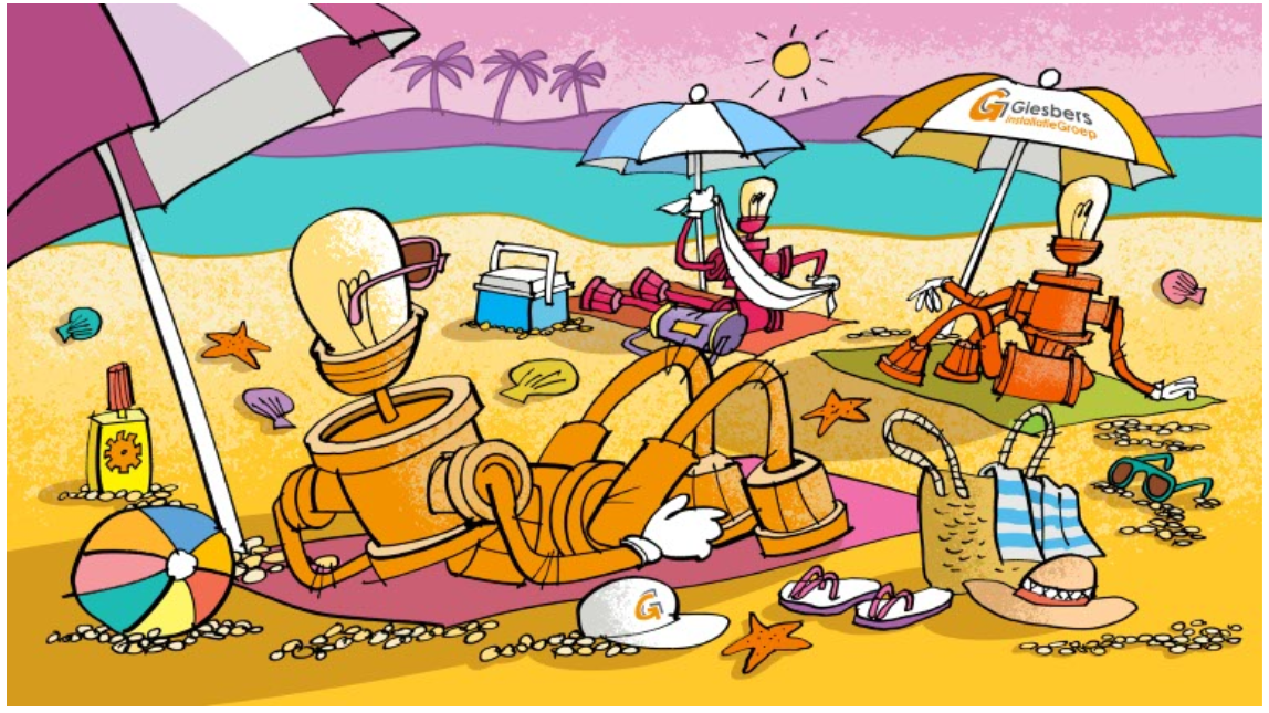 Wij installeren ons even op het strand!